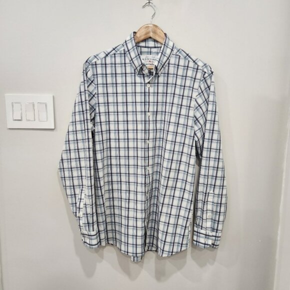 Mizzen Main Shirt Mens Large Leeward Trim Fit Check Plaid Long Sleeve Stretch - Picture 1 of 12